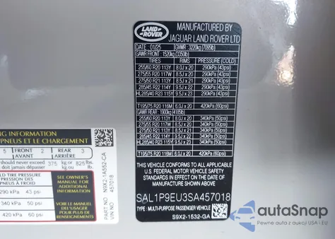 2025 Land Rover Range Rover Sport P360 Se from USA, damaged, VIN SAL1P9EU3SA457018